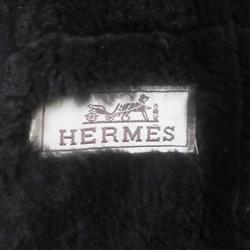Hermes 100% Cashmere Lining Shared Nutria Leather Use Cotton Quilted Jacket
