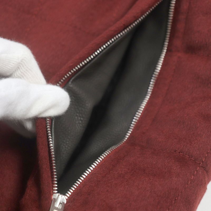 Hermes 100% Cashmere Lining Shared Nutria Leather Use Cotton Quilted Jacket