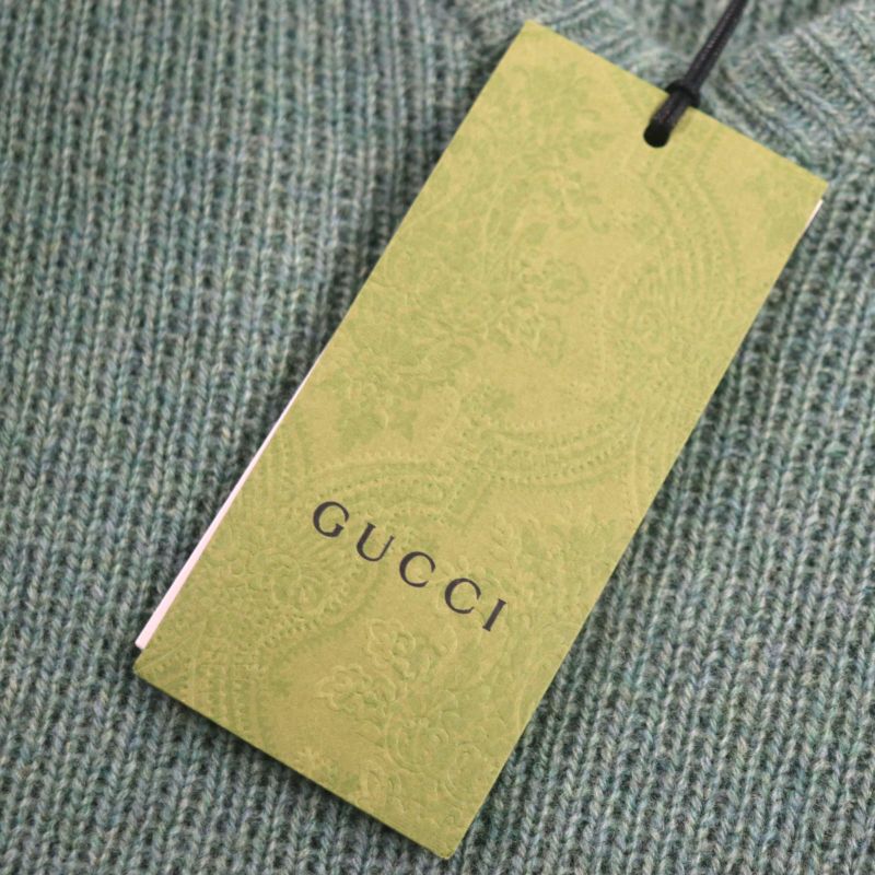 Gucci 22AW 715275 Sweater 100% Wool GG Embroidery V-neck Mixed Knit Low Gauge
