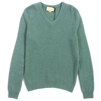 Gucci 22AW 715275 Sweater 100% Wool GG Embroidery V-neck Mixed Knit Low Gauge