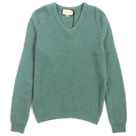 Gucci 22AW 715275 Sweater 100% Wool GG Embroidery V-neck Mixed Knit Low Gauge