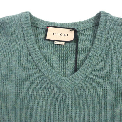 Gucci 22AW 715275 Sweater 100% Wool GG Embroidery V-neck Mixed Knit Low Gauge