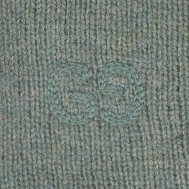 Gucci 22AW 715275 Sweater 100% Wool GG Embroidery V-neck Mixed Knit Low Gauge