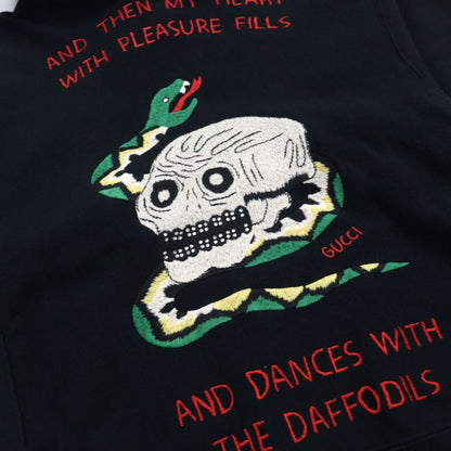 Gucci 569828 100% Cotton Skull Snake Embroidery Rhinestone Embellishment Hoodie