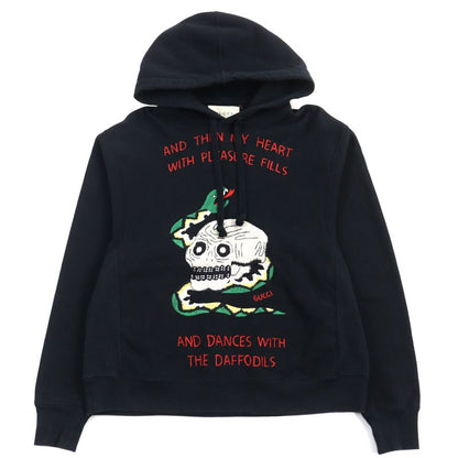 Gucci 569828 100% Cotton Skull Snake Embroidery Rhinestone Embellishment Hoodie
