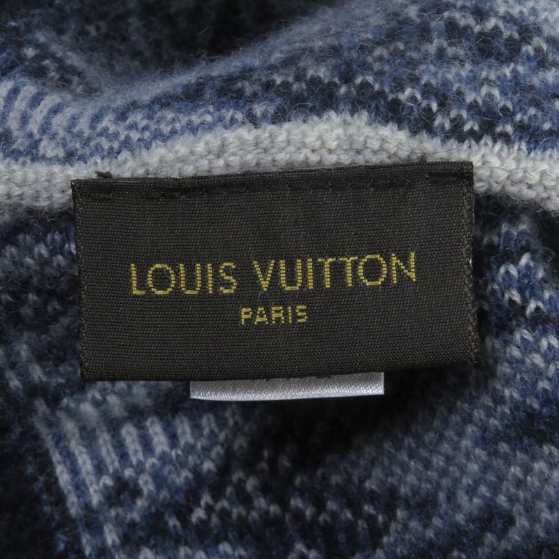 Louis Vuitton M70542 100% Cashmere Leather Logo Patch Chevron Stripe Knit Cap