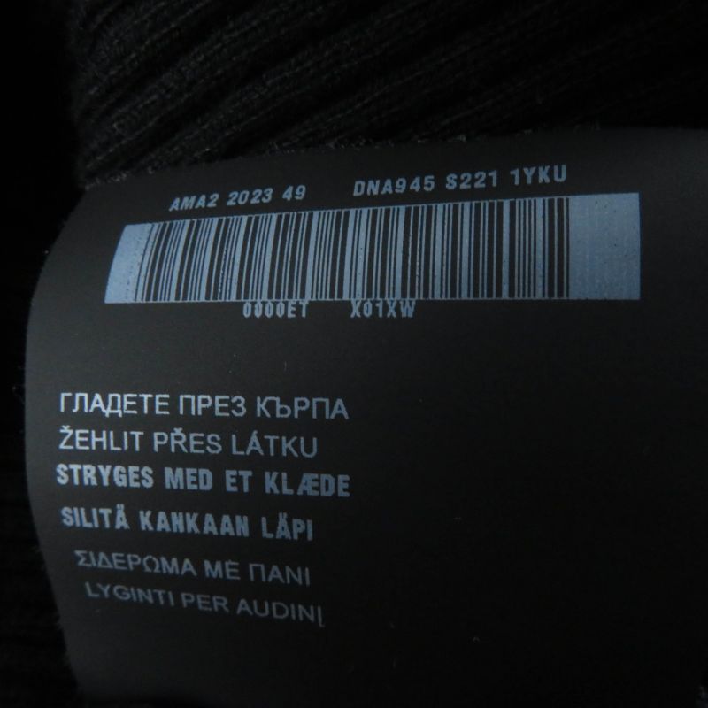 Prada 2023 Dna945 100% Cotton Ribbed Long Sleeve High Neck Knit Top Black 36