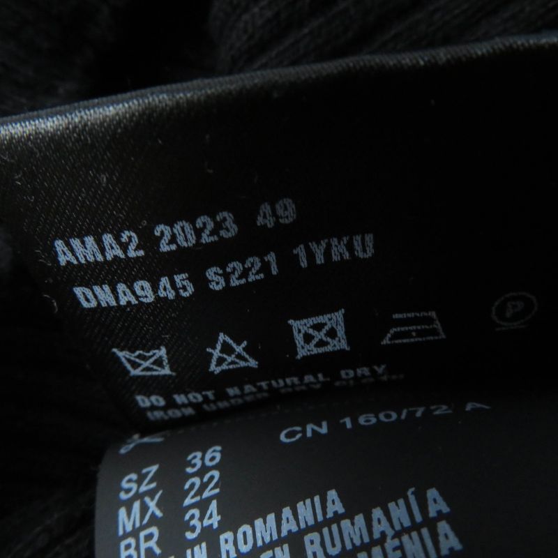 Prada 2023 Dna945 100% Cotton Ribbed Long Sleeve High Neck Knit Top Black 36