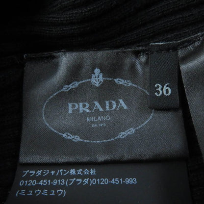 Prada 2023 Dna945 100% Cotton Ribbed Long Sleeve High Neck Knit Top Black 36