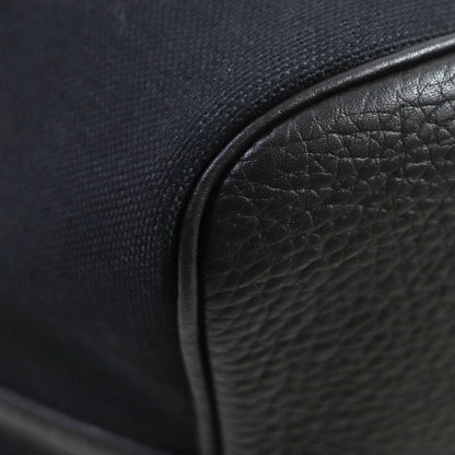 Hermes Pur Sangre Toile Militaire Taurillon Clemence Tote Bag Black Camel