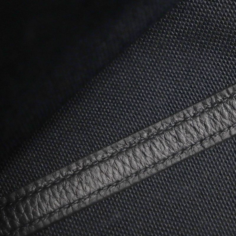 Hermes Pur Sangre Toile Militaire Taurillon Clemence Tote Bag Black Camel