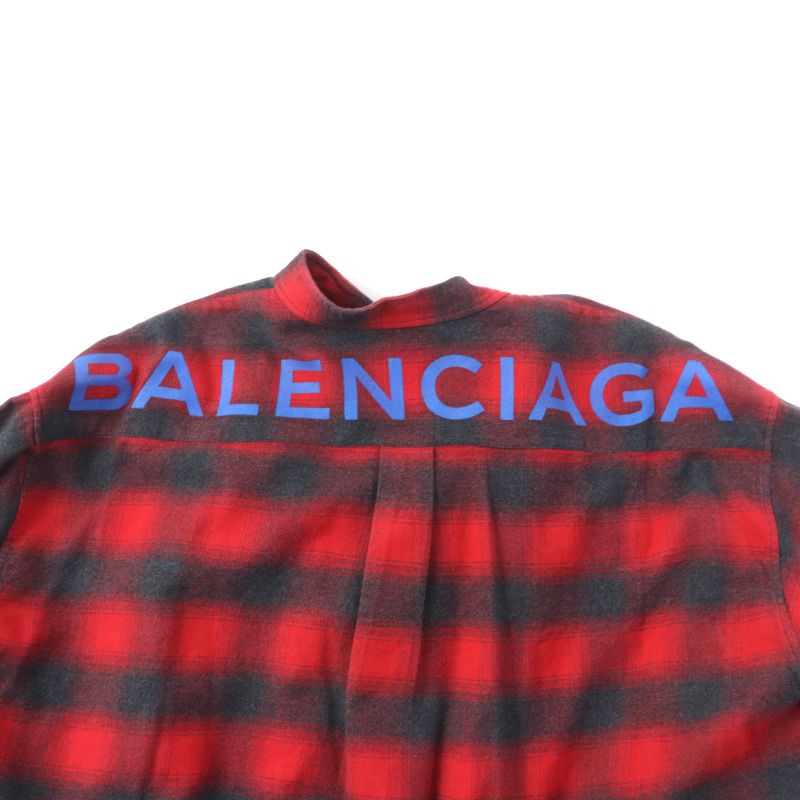 Balenciaga 492513 New Swing 100% Cotton Checked With Bar Ties Back Logo Print