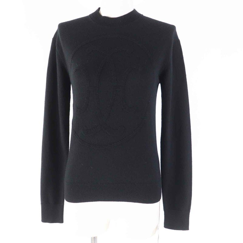 Hermes 23AW 3h2653d1 100% Cashmere H Lift Long Sleeve Knit Pullover Black 34