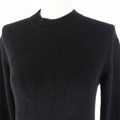Hermes 23AW 3h2653d1 100% Cashmere H Lift Long Sleeve Knit Pullover Black 34