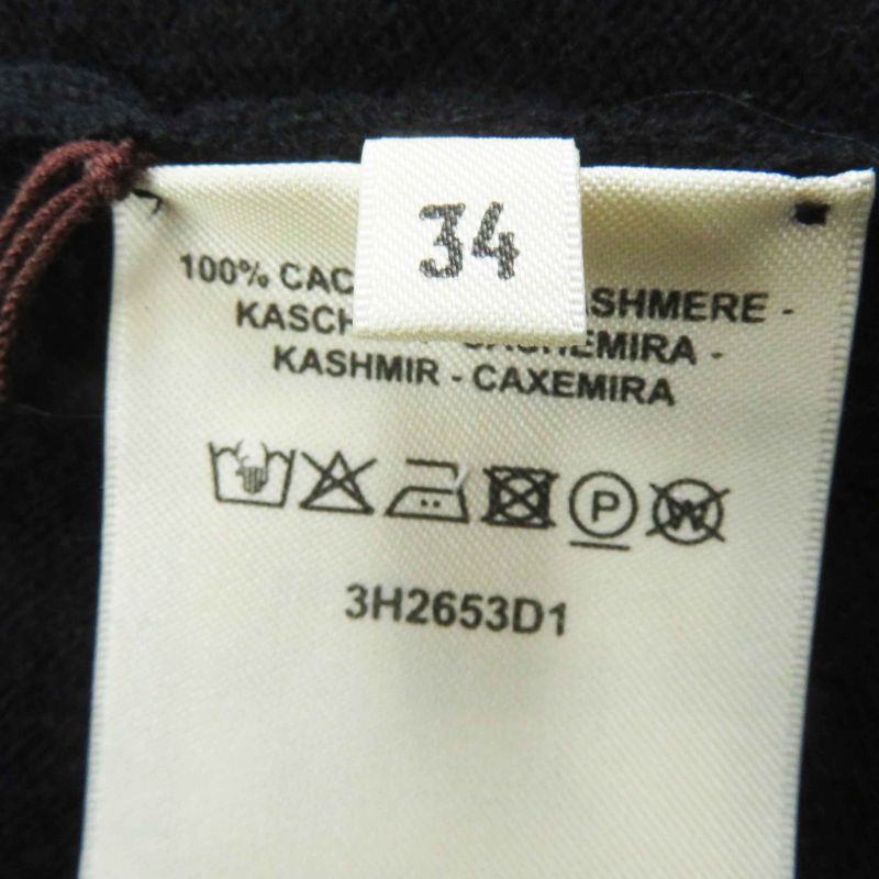 Hermes 23AW 3h2653d1 100% Cashmere H Lift Long Sleeve Knit Pullover Black 34
