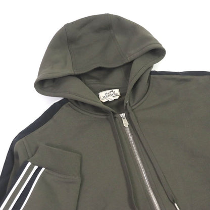 Hermes 2024 H467780ha Run H 100% Cotton Zip Up Hoodie Khaki L Made In Italy