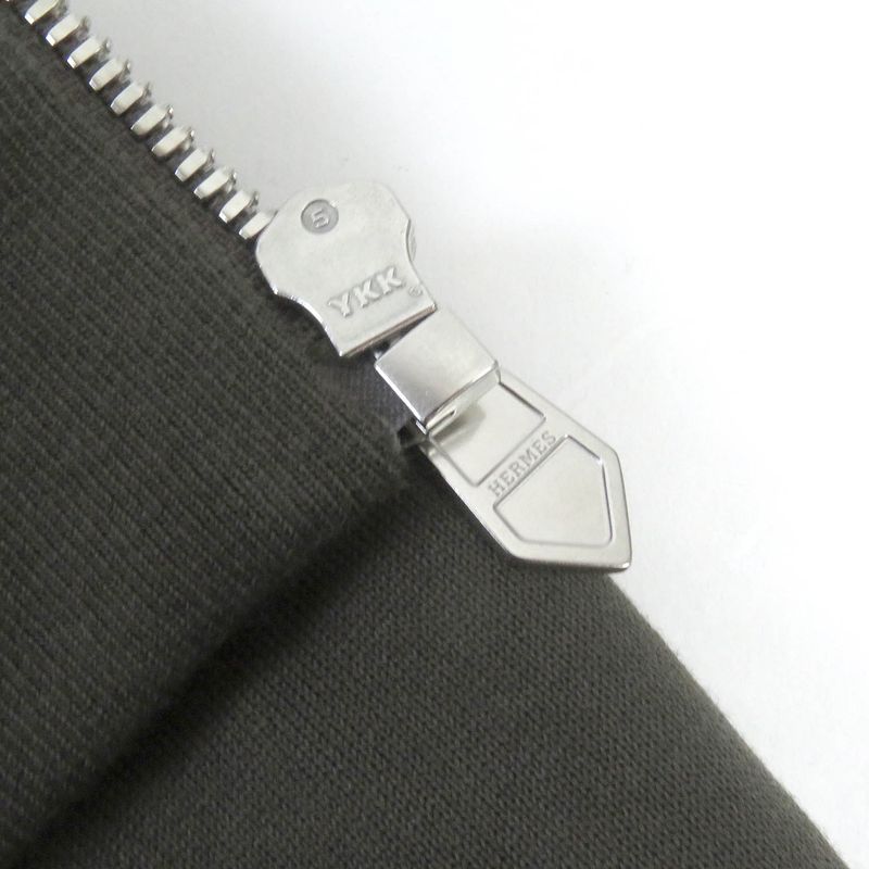 Hermes 2024 H467780ha Run H 100% Cotton Zip Up Hoodie Khaki L Made In Italy