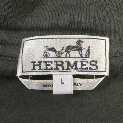 Hermes 2024 H467780ha Run H 100% Cotton Zip Up Hoodie Khaki L Made In Italy