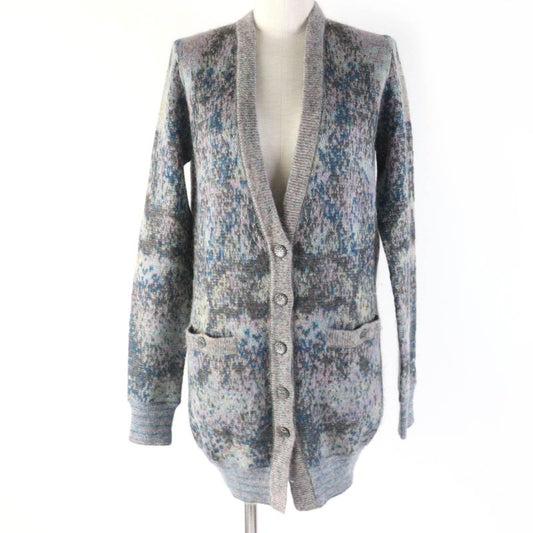 CHANEL P50012k06384 V-neck Mohair Knit Cardigan With Coco Mark Buttons Greyish