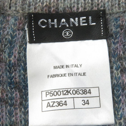 CHANEL P50012k06384 V-neck Mohair Knit Cardigan With Coco Mark Buttons Greyish