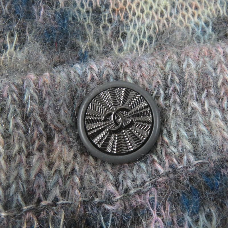 CHANEL P50012k06384 V-neck Mohair Knit Cardigan With Coco Mark Buttons Greyish