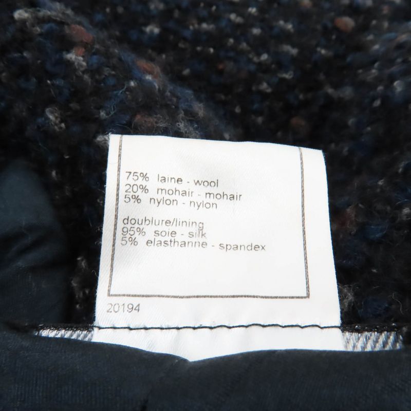 CHANEL Vintage 02A P19979 Wool Mohair Blend Leather Tweed Coat With Logo Button