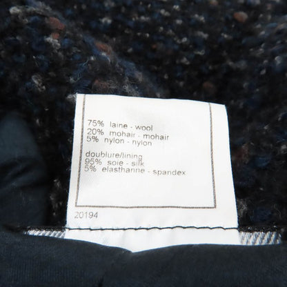 CHANEL Vintage 02A P19979 Wool Mohair Blend Leather Tweed Coat With Logo Button