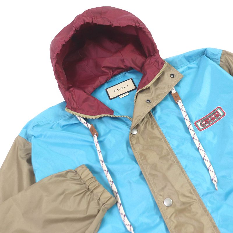 Gucci 23SS 740572 Hooded Mountain Parka Nylon Jumper Blue Multicolored 42 Made