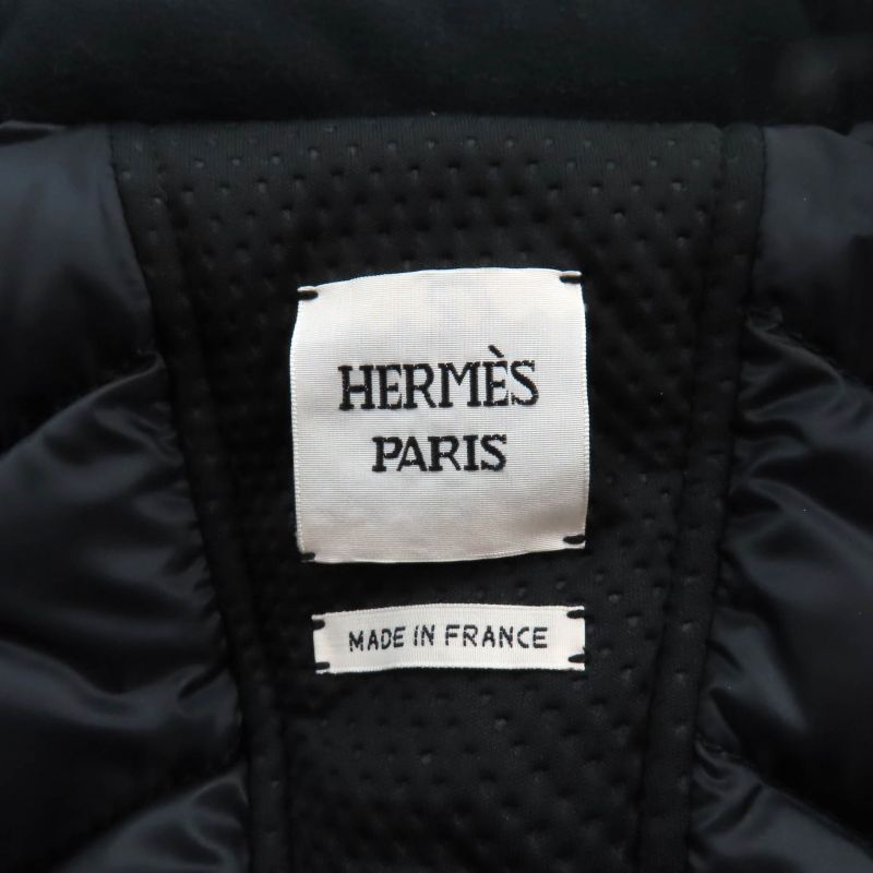 Hermes 23AW Leather Use H Logo Zipped Down Vest Outerwear Black 38 Made In