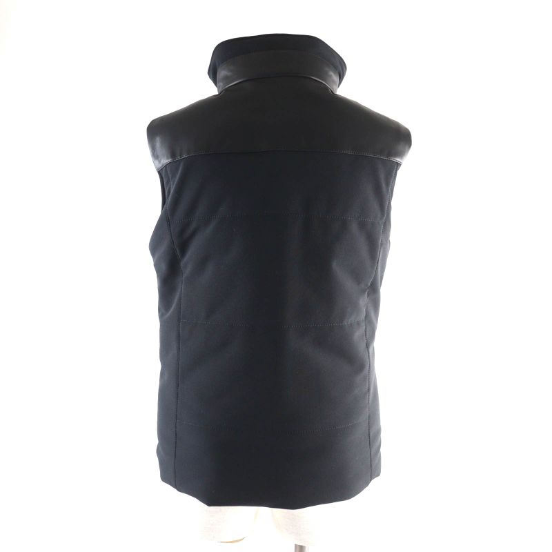 Hermes 23AW Leather Use H Logo Zipped Down Vest Outerwear Black 38 Made In