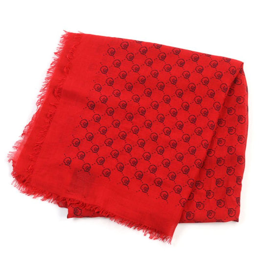 Gucci 453225 Silk Blend GG Ghost Skull Silk Blend Mini Fringe Shawl/scarf Red