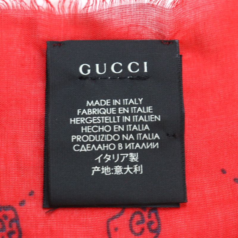 Gucci 453225 Silk Blend GG Ghost Skull Silk Blend Mini Fringe Shawl/scarf Red