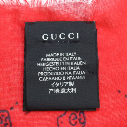 Gucci 453225 Silk Blend GG Ghost Skull Silk Blend Mini Fringe Shawl/scarf Red