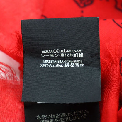 Gucci 453225 Silk Blend GG Ghost Skull Silk Blend Mini Fringe Shawl/scarf Red