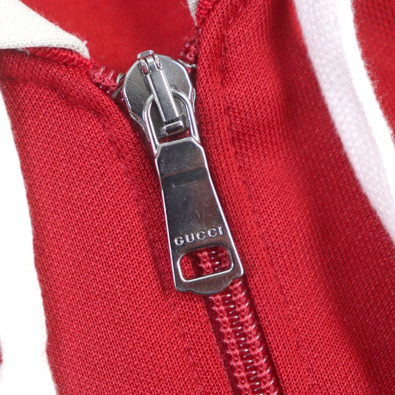  Gucci 19AW 575758 Interlocking G Hooded Technical Jersey Track Jacket Red