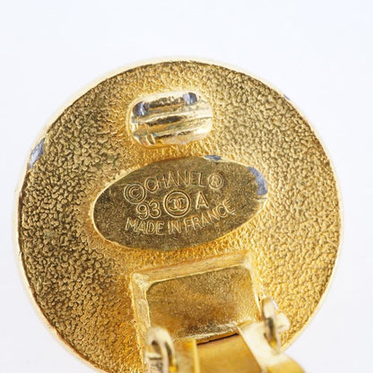 Chanel Earrings Vintage Chanel Logo Round Shape Circle GP Plated Faux Pearl