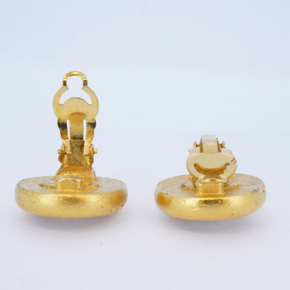 Chanel Earrings Vintage Chanel Logo Round Shape Circle GP Plated Faux Pearl