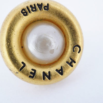 Chanel Earrings Vintage Chanel Logo Round Shape Circle GP Plated Faux Pearl