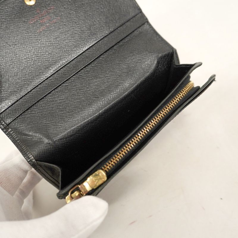 Louis Vuitton Wallet Epi Portefeuille Monévier Tresor M63502 Noir Black Women