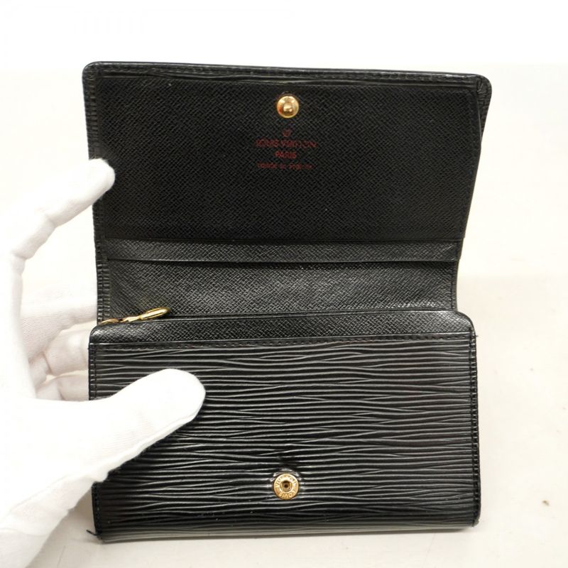 Louis Vuitton Wallet Epi Portefeuille Monévier Tresor M63502 Noir Black Women