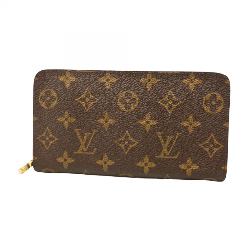 Louis Vuitton Long Wallet Monogram Porte Monnaie Zip M61727 Brown Men Women