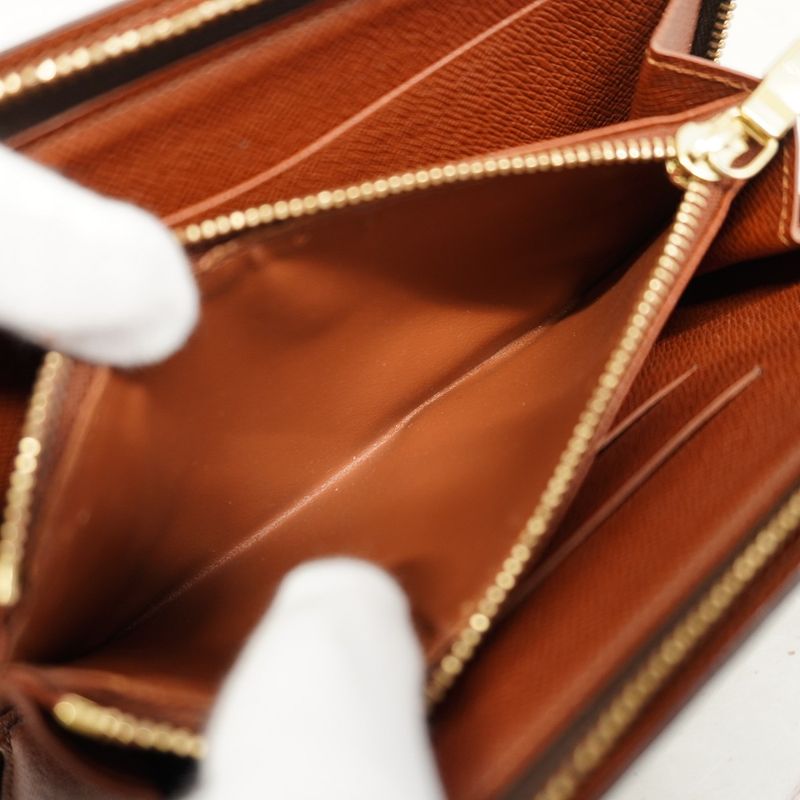 Louis Vuitton Long Wallet Monogram Porte Monnaie Zip M61727 Brown Men Women