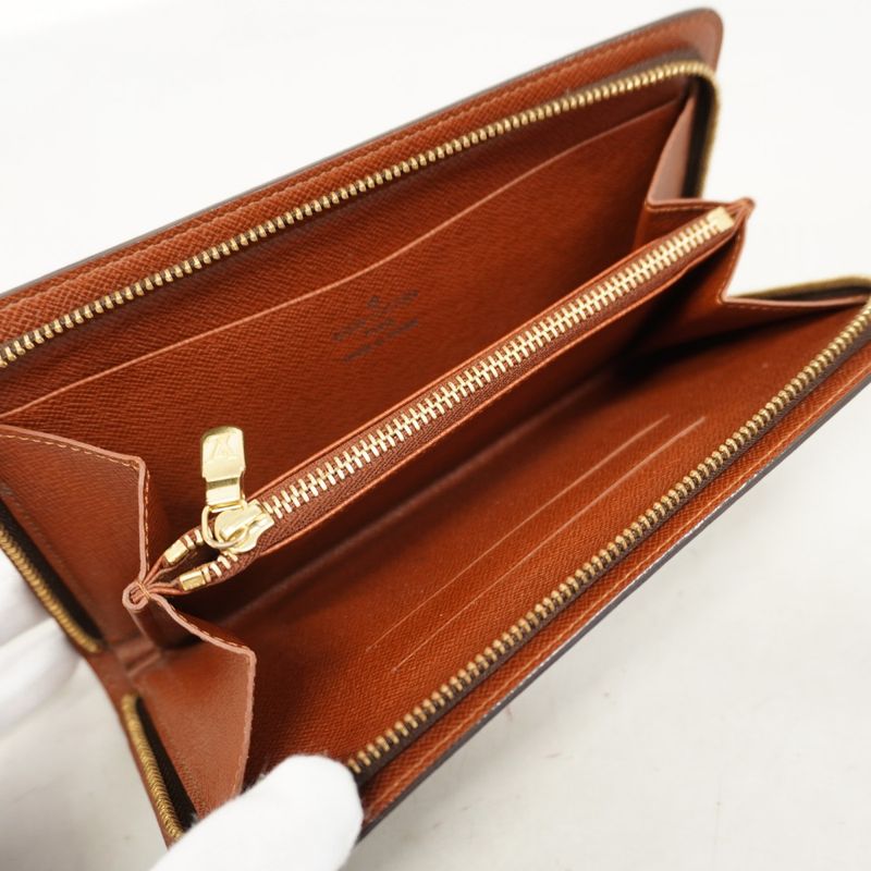 Louis Vuitton Long Wallet Monogram Porte Monnaie Zip M61727 Brown Men Women