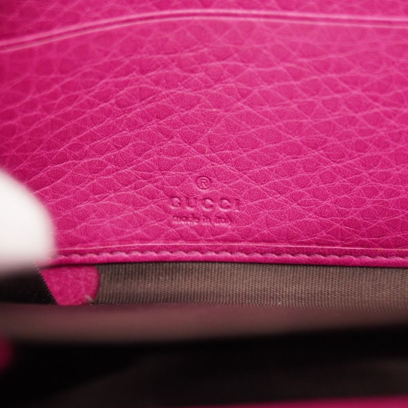Gucci Long Wallet Soho 308004 Leather Pink Chien Pan Gold Hardware Women