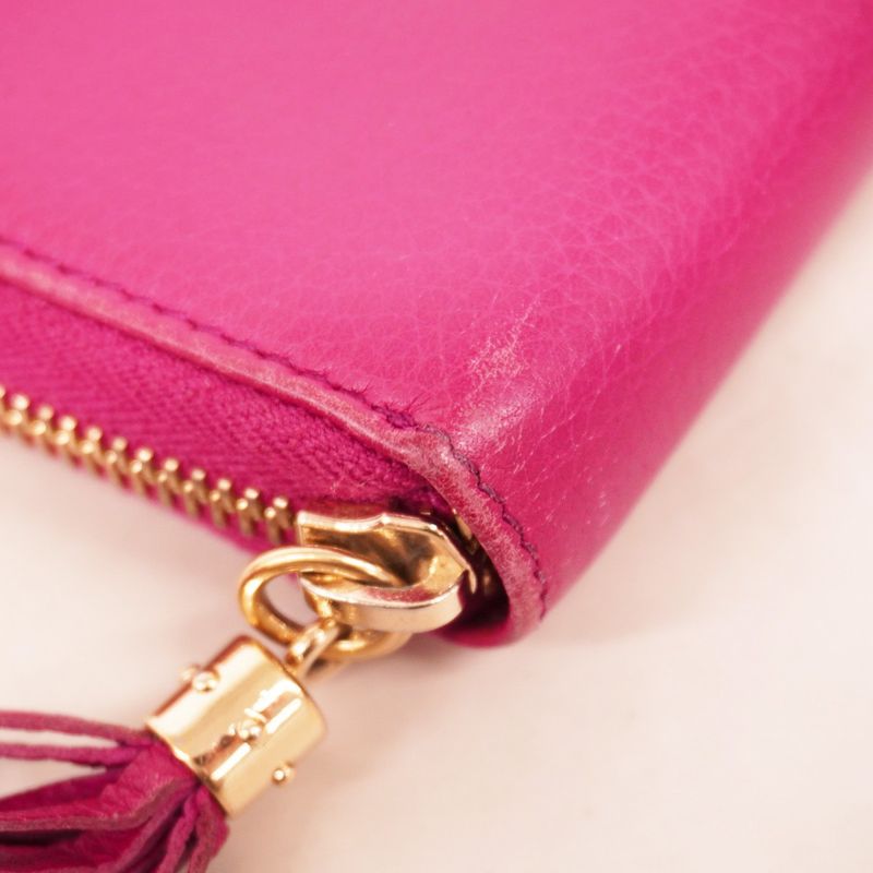 Gucci Long Wallet Soho 308004 Leather Pink Chien Pan Gold Hardware Women