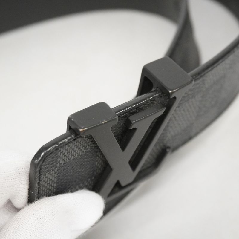 Louis Vuitton Belt Damier Graphite Santure LV Initials M9808 Black Men's
