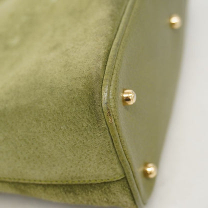 Gucci Handbag Bamboo 000 1046 0290 Suede Green Chien Pan Gold Hardware 2way Bag