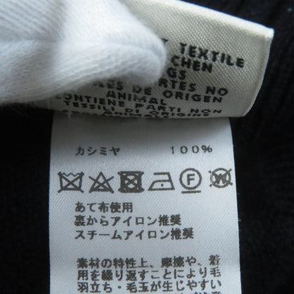 Hermes 100% Cashmere With Serie Buttons Long Sleeves Knit Sweater Top Navy 34