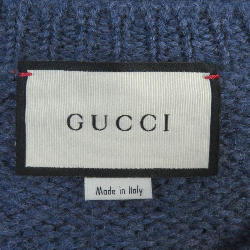 Gucci 636327 100% Wool GG Logo Embroidered Crew Neck Long Sleeve Knit Sweater