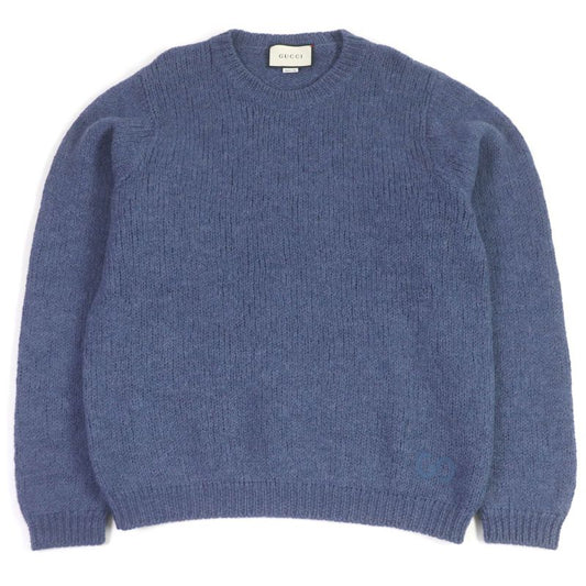 Gucci 636327 100% Wool GG Logo Embroidered Crew Neck Long Sleeve Knit Sweater